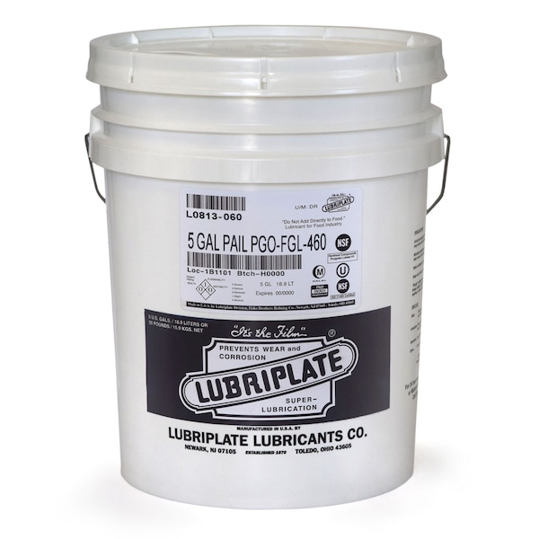 Lubriplate Pgo Fgl-460, 5 Gal Pail, H-1/Food Grade, Synthetic Polyalkylene Glycol Iso-460 Gear Fluid L0813-060 - main